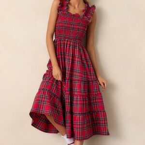 Red Dress Pride And Joy Red Plaid Midi Dress Size LL / Red